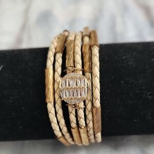 Elegant Gold and Cream Braided Bracelet